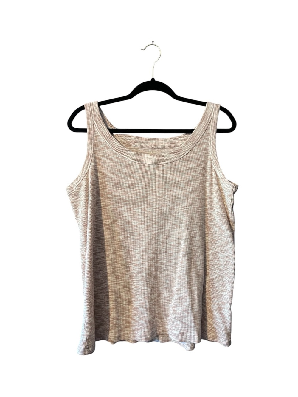 Avenue Plus Size Tan and White Heathered Tank Top